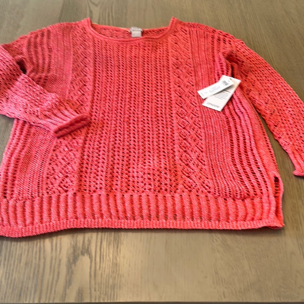 Chico's Summer Vibrant Coral Knit Sweater